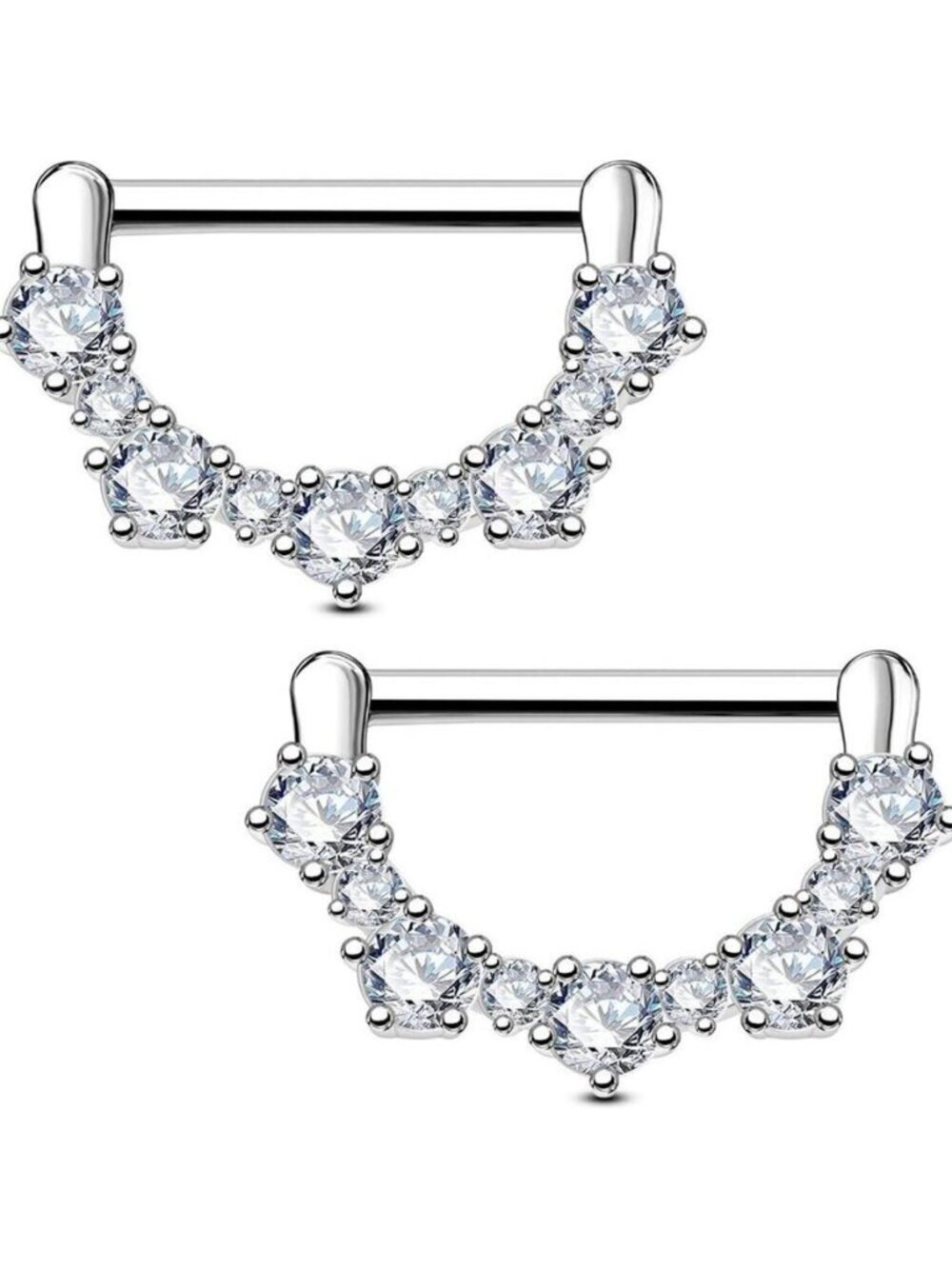Nipple Rings Surgical Steel 14G 2pcs CZ Clicker Nipple Jewelry for Women